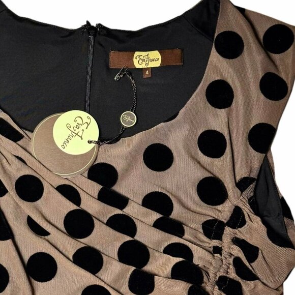 NWT Eva Franco Polkadot Sheath Dress Sz.M Brown Sleeveless Career Cocktail - Picture 8 of 13